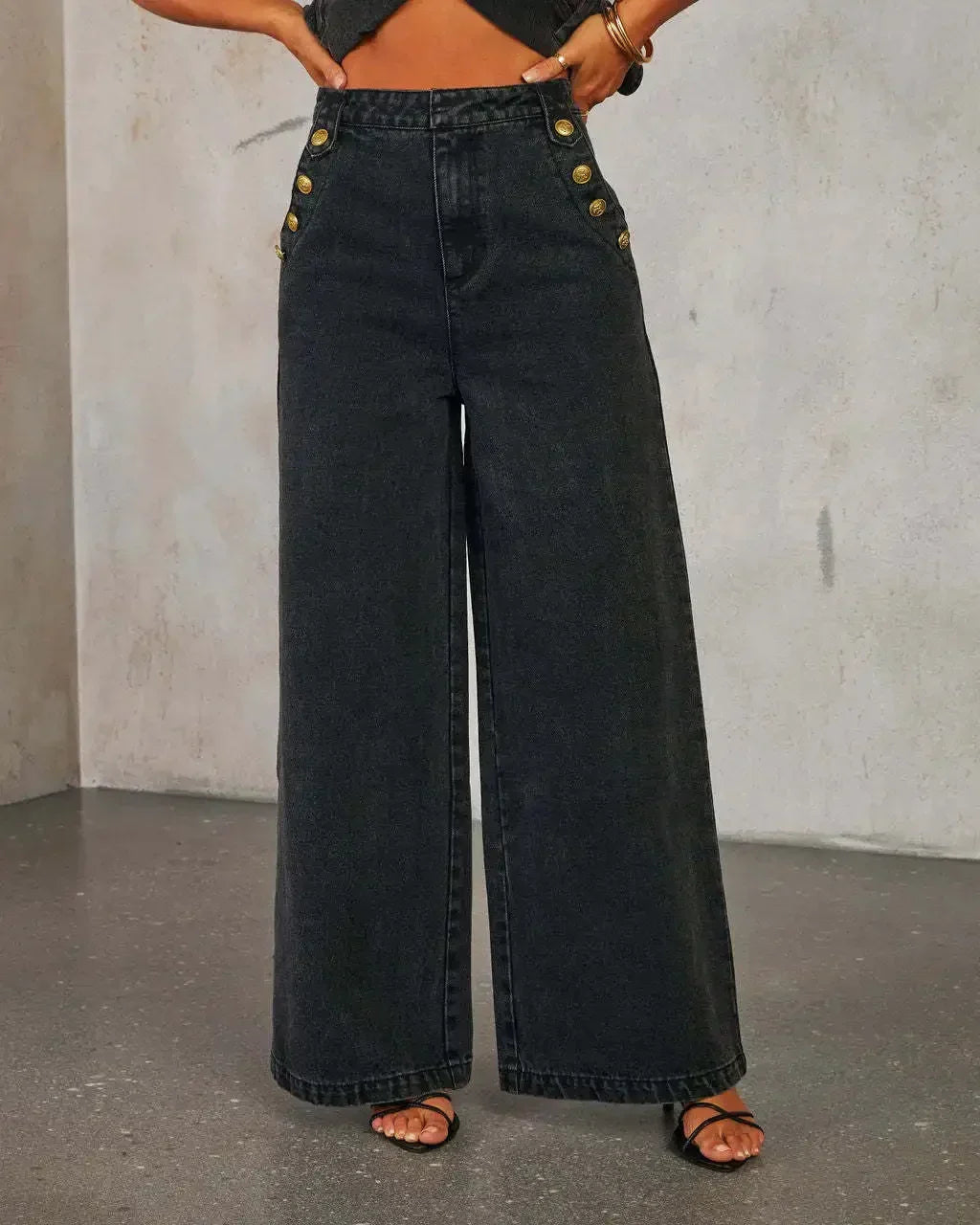 Sleeveless Denim Co-Ord Set with Wide-Leg Trousers